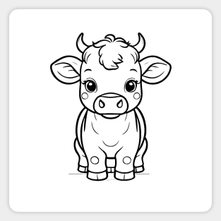 Cute Baby Cow Animal Outline Magnet